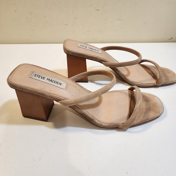 Steve Madden Honey Slide Block heels Strappy Leather Upper Sandals size 9.5M - Picture 6 of 9